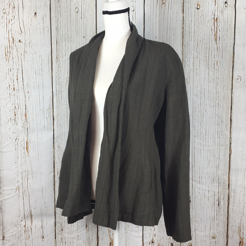 Eileen Fisher Linen Blend Open Front Cardigan